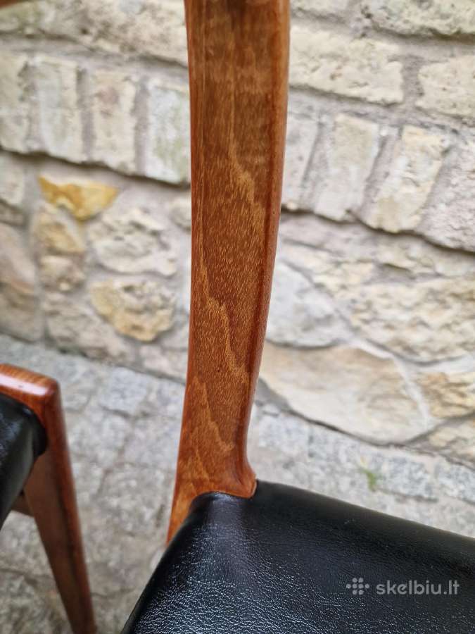Vintažinės Mid Century tikmedžio/odos kėdės - nuotraukos Nr. 10
