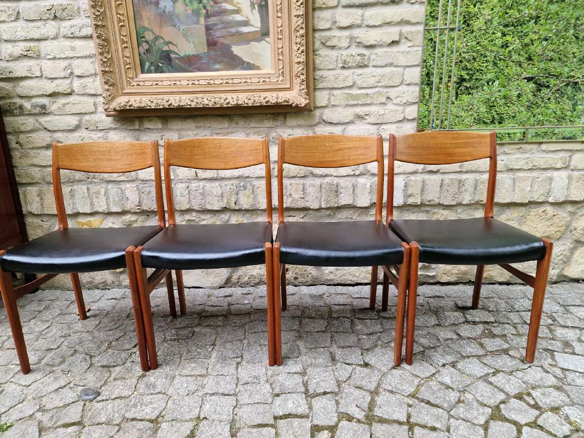 Vintažinės Mid Century tikmedžio/odos kėdės - nuotraukos Nr. 15
