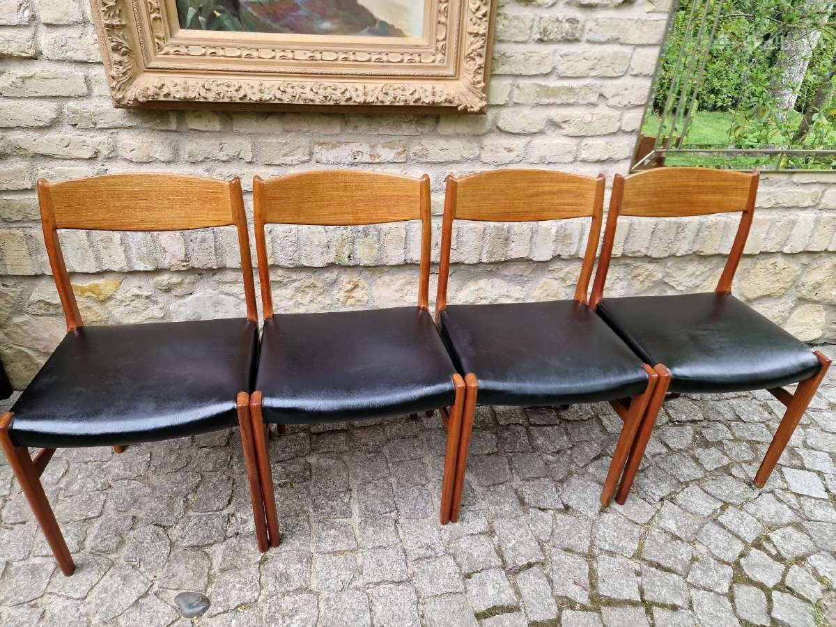 Vintažinės Mid Century tikmedžio/odos kėdės - nuotraukos Nr. 16