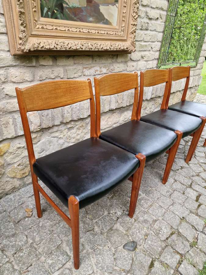 Vintažinės Mid Century tikmedžio/odos kėdės - nuotraukos Nr. 17