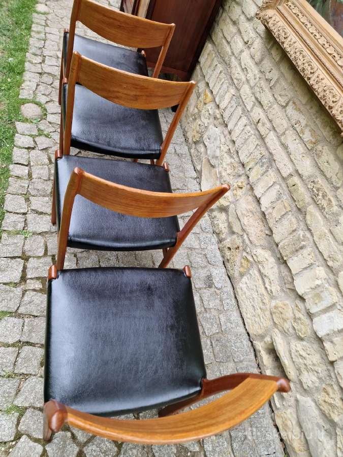 Vintažinės Mid Century tikmedžio/odos kėdės - nuotraukos Nr. 18