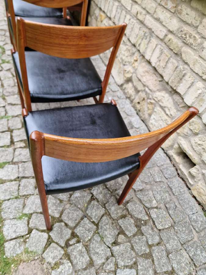 Vintažinės Mid Century tikmedžio/odos kėdės - nuotraukos Nr. 19