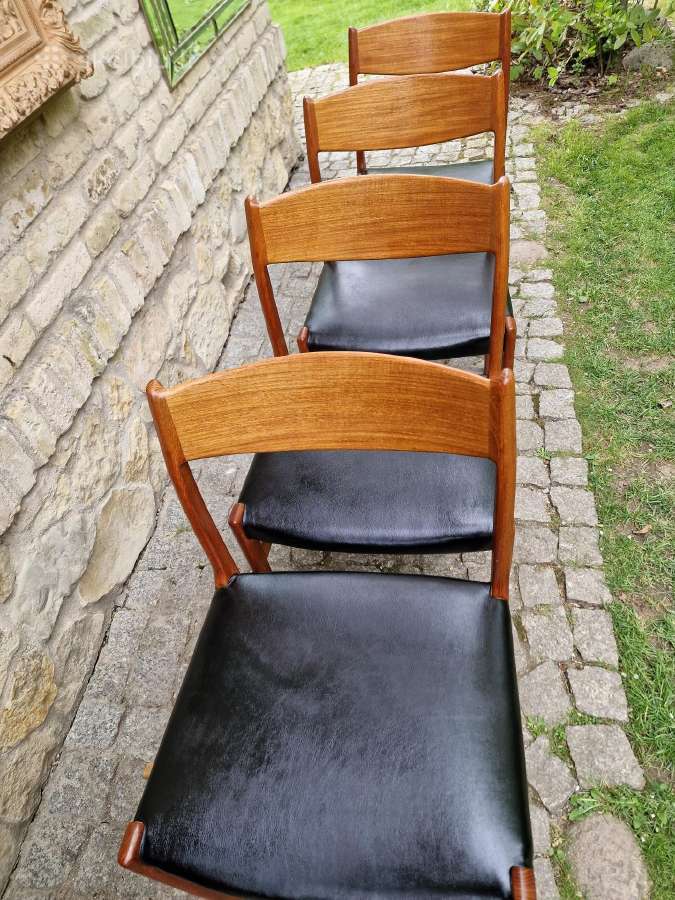Vintažinės Mid Century tikmedžio/odos kėdės - nuotraukos Nr. 22
