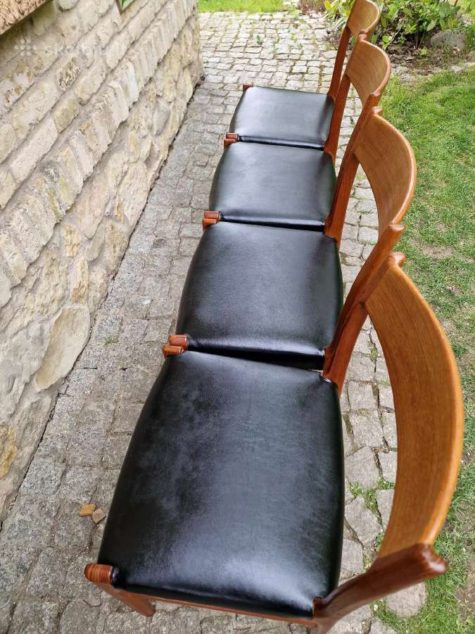 Vintažinės Mid Century tikmedžio/odos kėdės - nuotraukos Nr. 25