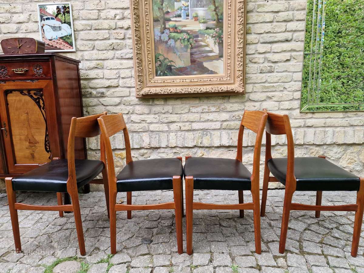 Vintažinės Mid Century tikmedžio/odos kėdės - nuotraukos Nr. 26