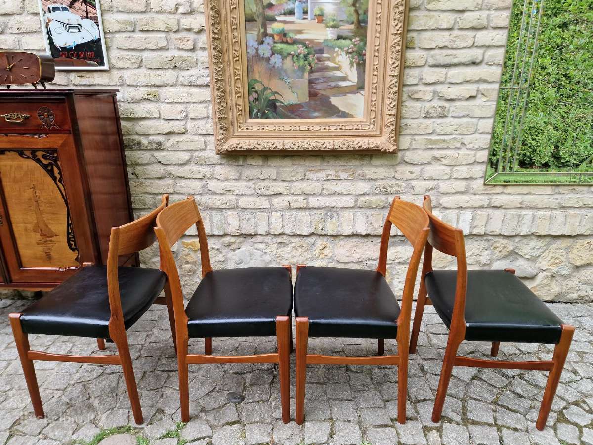 Vintažinės Mid Century tikmedžio/odos kėdės - nuotraukos Nr. 28