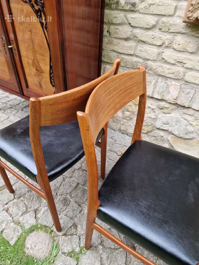 Vintažinės Mid Century tikmedžio/odos kėdės - nuotraukos Nr. 30