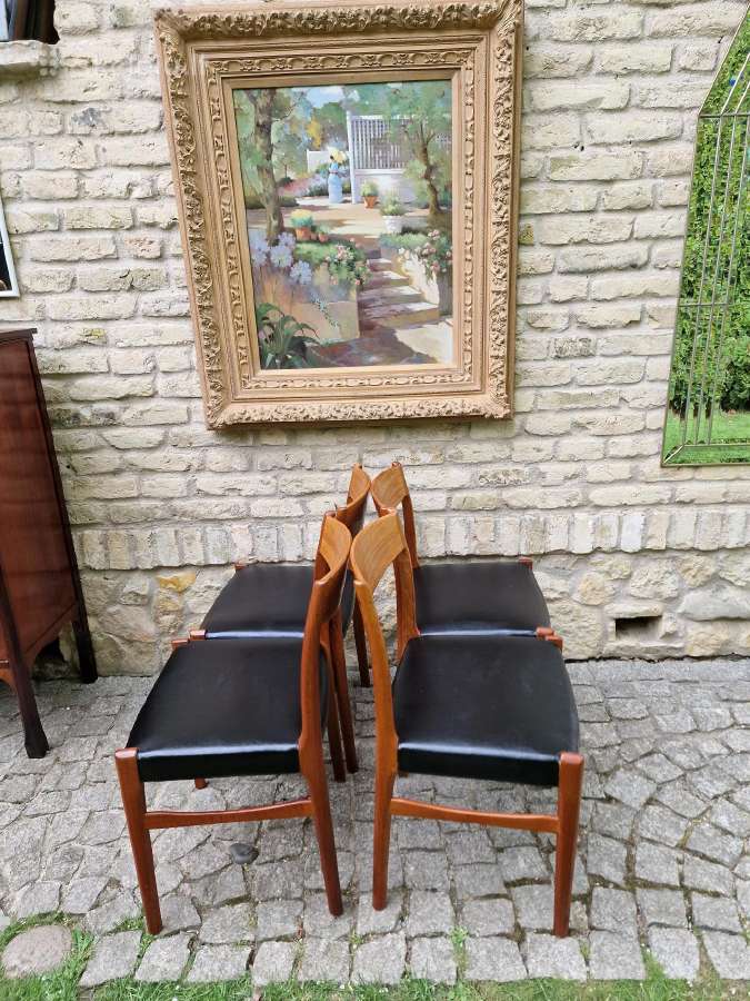 Vintažinės Mid Century tikmedžio/odos kėdės - nuotraukos Nr. 35