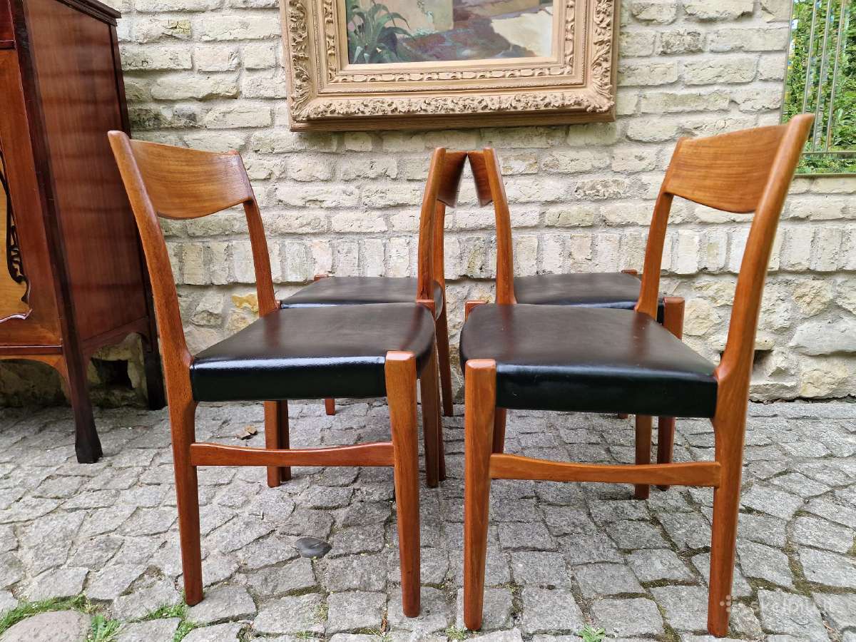 Vintažinės Mid Century tikmedžio/odos kėdės - nuotraukos Nr. 36