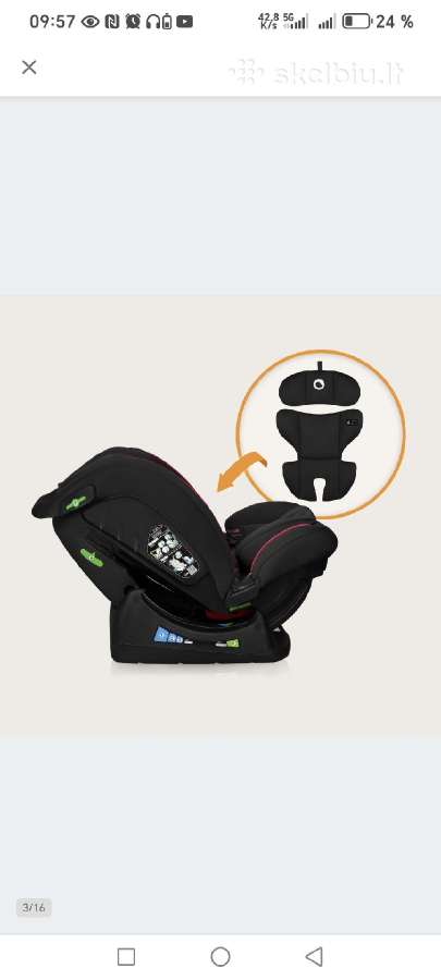 Nauja Lionelo Lo Aart I-size 0- 36kg auto kėdutė - nuotraukos Nr. 3