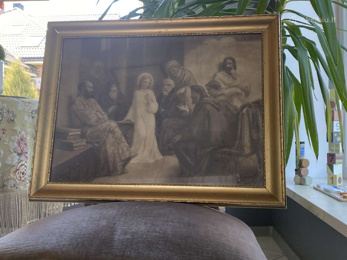Senovinis paveikslas “Kristus moko šventykloje