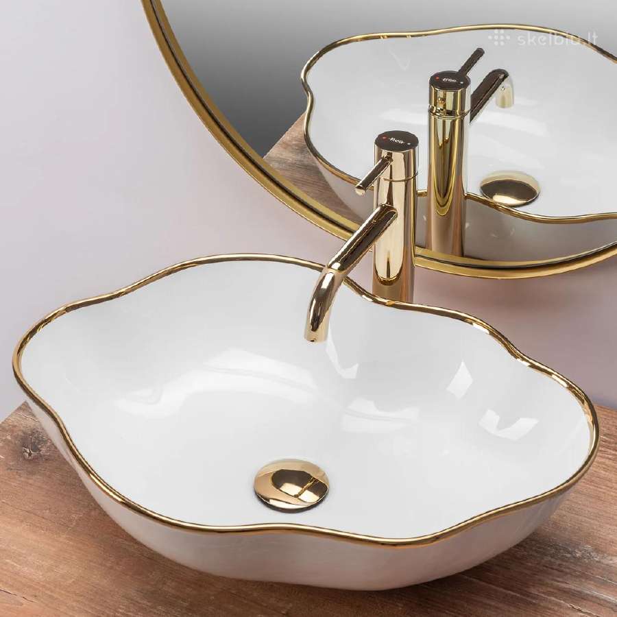 Naujas vonios praustuvas Rea Pearl Gold Edge
