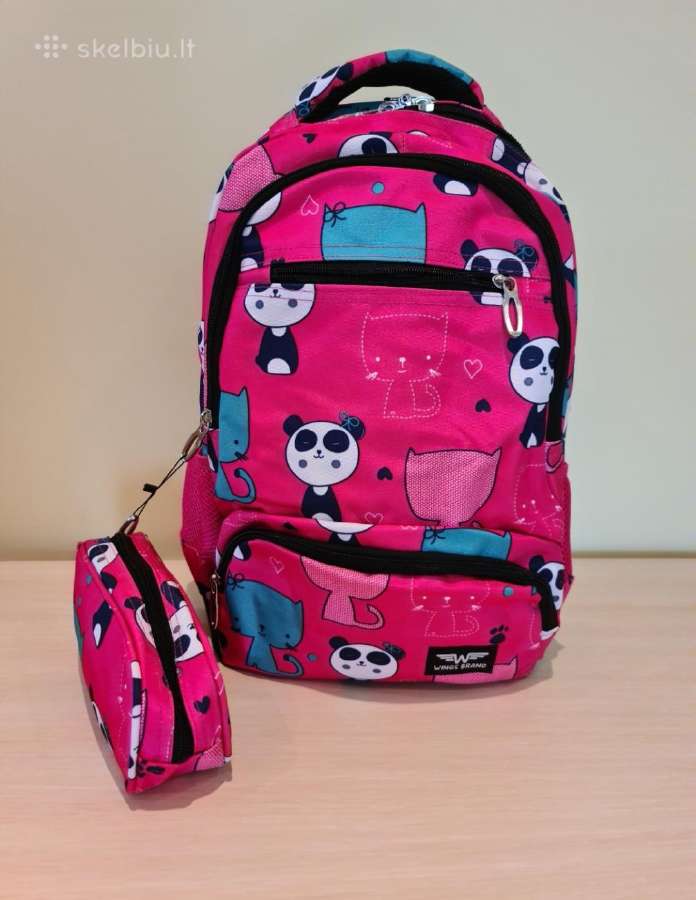 Mokyklinė kuprinė "Pink Panda" su penalu - nuotraukos Nr. 3