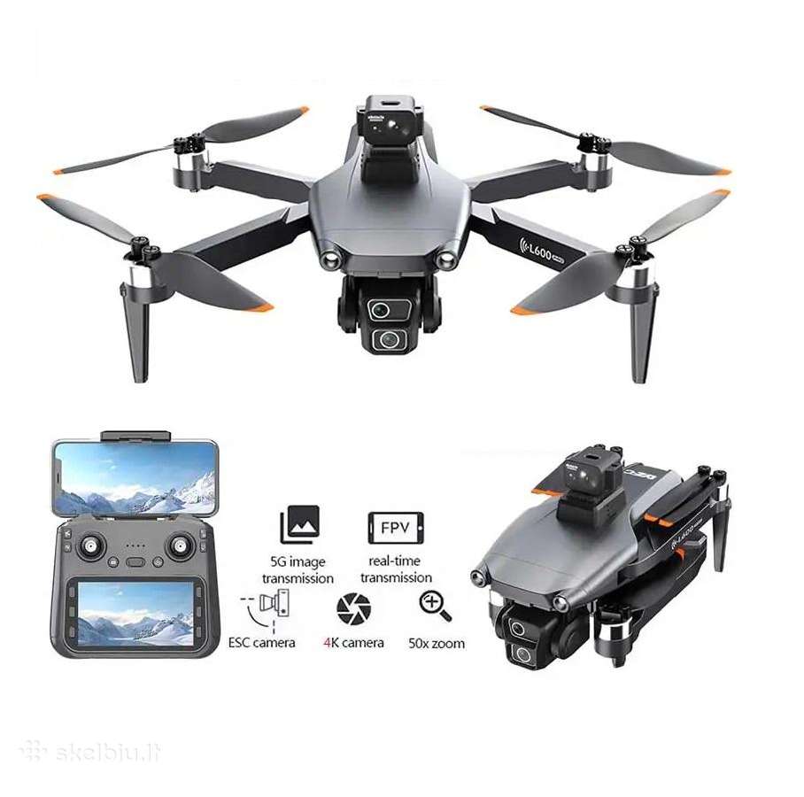 Dronas L600pro Max su GPS, pultas su ekranėliu
