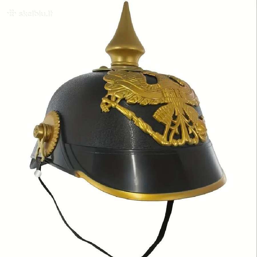 Vok. Prūsijos Juoda & Auksinė Pickelhaube Replika