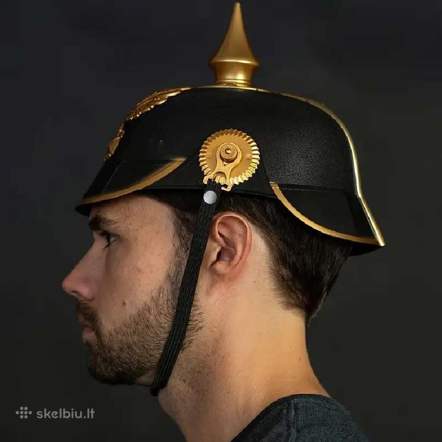 Vok. Prūsijos Juoda & Auksinė Pickelhaube Replika - nuotraukos Nr. 5