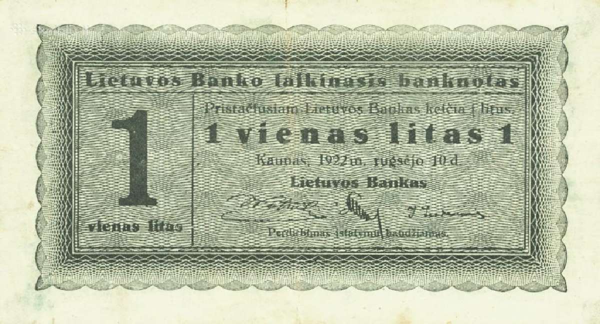 Ieskau laikinojo 1922 metu 1 lito