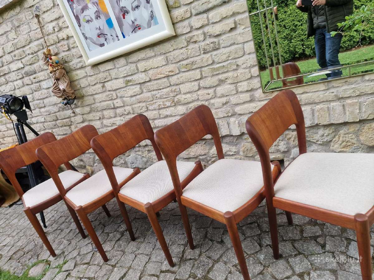 Vintažinės mid century tikmedžio kėdės - nuotraukos Nr. 2