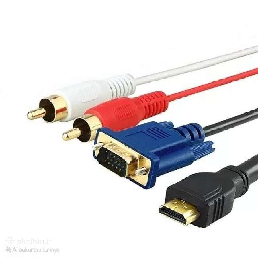 Vga, Rca, maitinimo ir kiti jungiamieji kabeliai