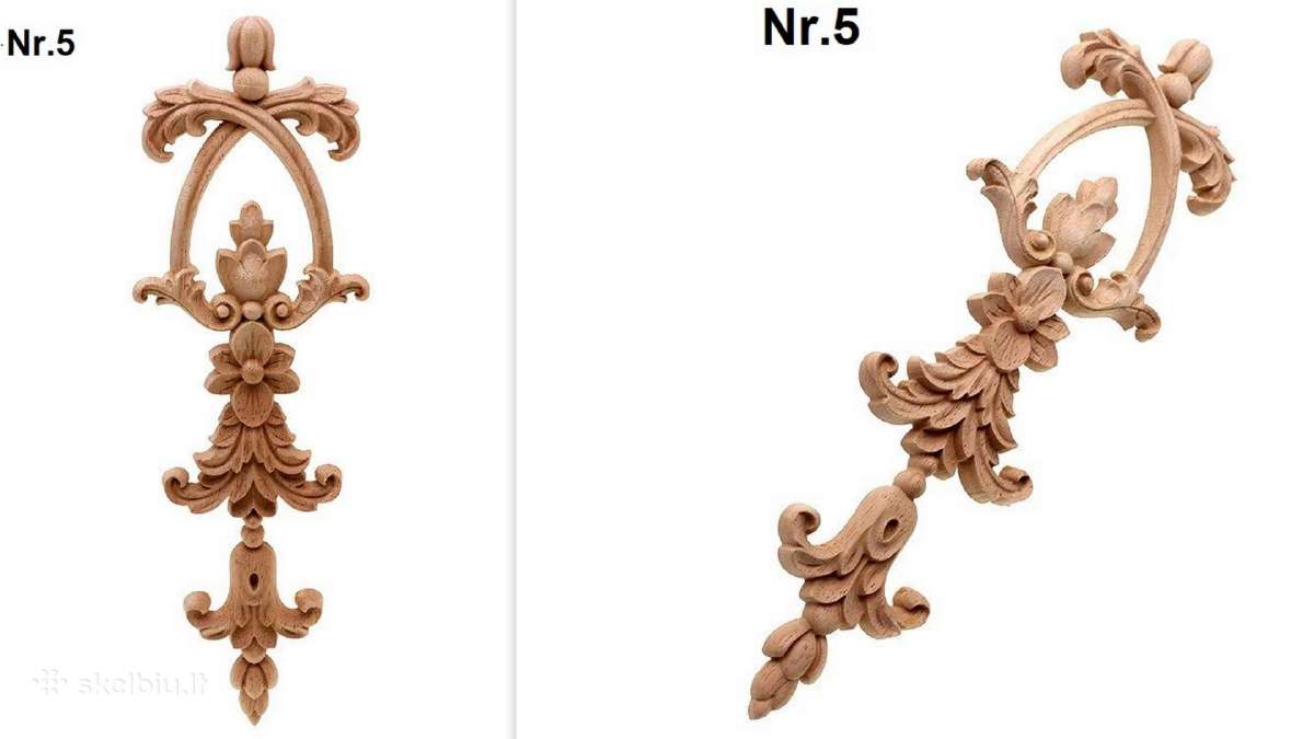 Medinės drožinėtos apdailos detalės,furnitura - nuotraukos Nr. 12