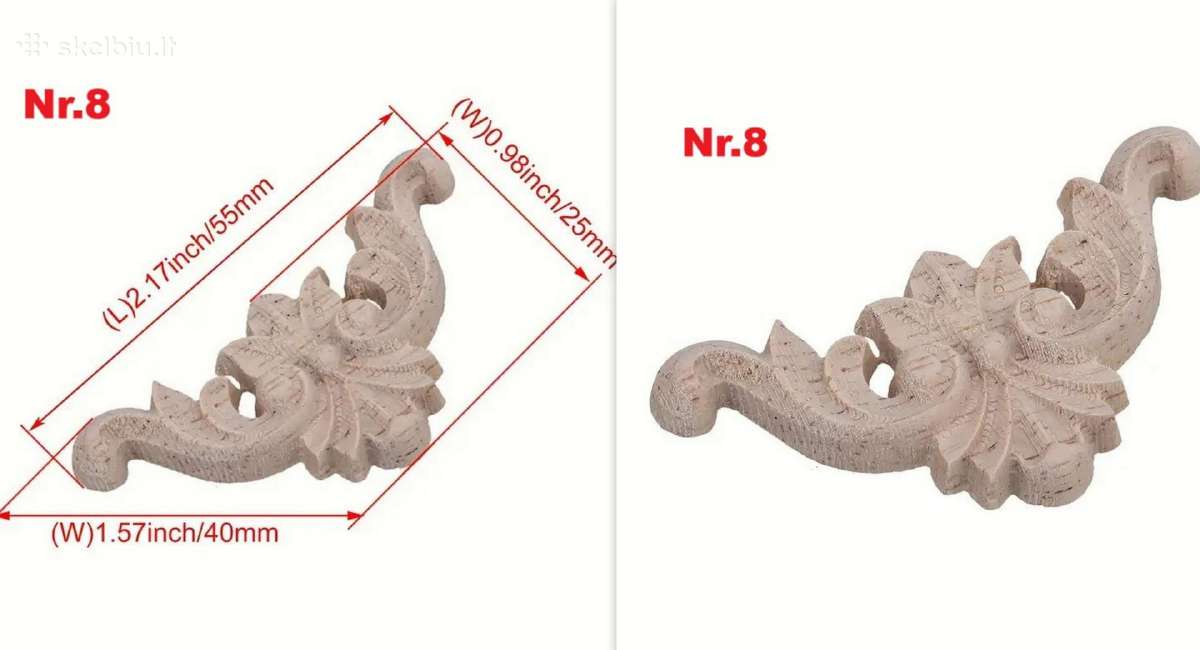 Medinės drožinėtos apdailos detalės,furnitura - nuotraukos Nr. 17