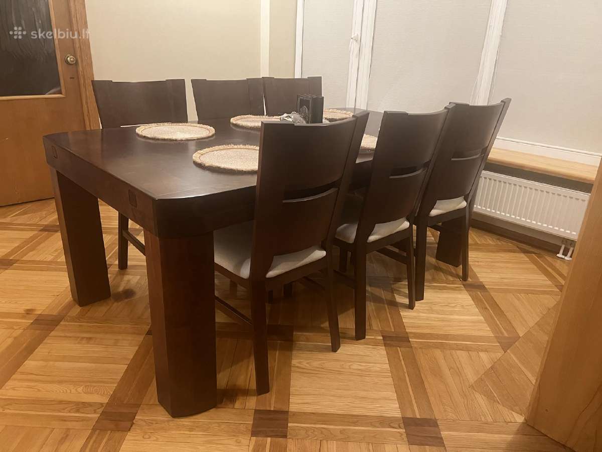 Klasikinio stiliaus valgomojo stalas su 6 kėdėmis - nuotraukos Nr. 4