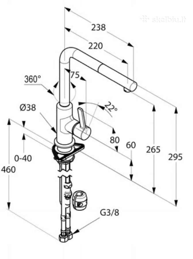 Kludi Line-s virtuvės maišytuvas 408513975 - nuotraukos Nr. 9