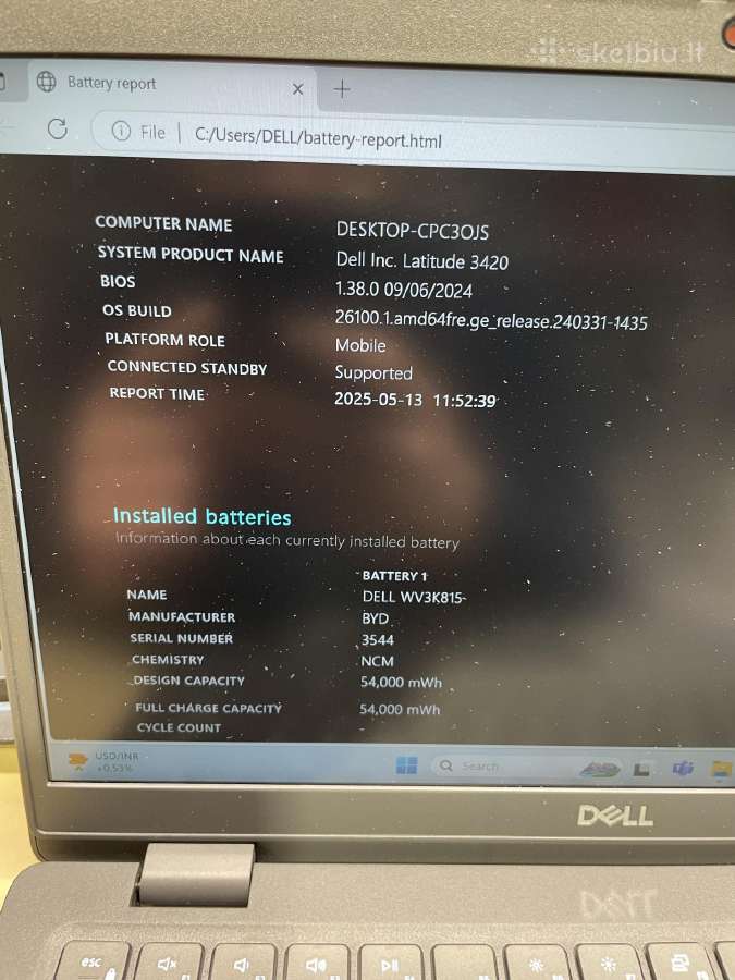 Dell Latitude 3420 I5-1135g7 16 GB RAM 256 GB SSD - nuotraukos Nr. 9