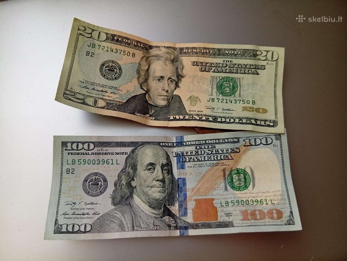 100 ir 20 doleriu banknotai labai gera bukle