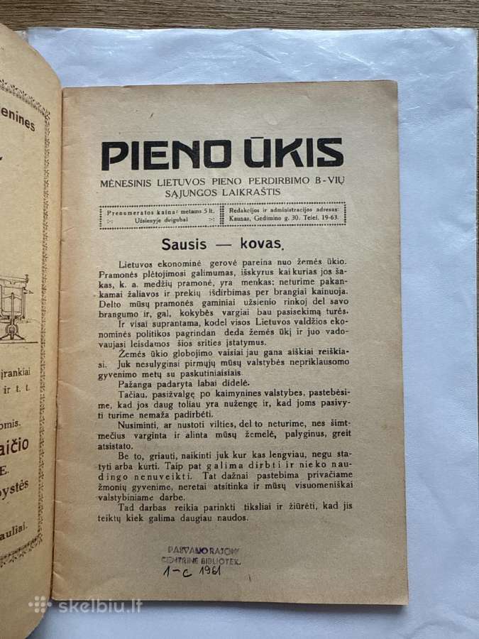 Pieno ūkis 1927 m. Geg. Mėn. Nr 3 - nuotraukos Nr. 2