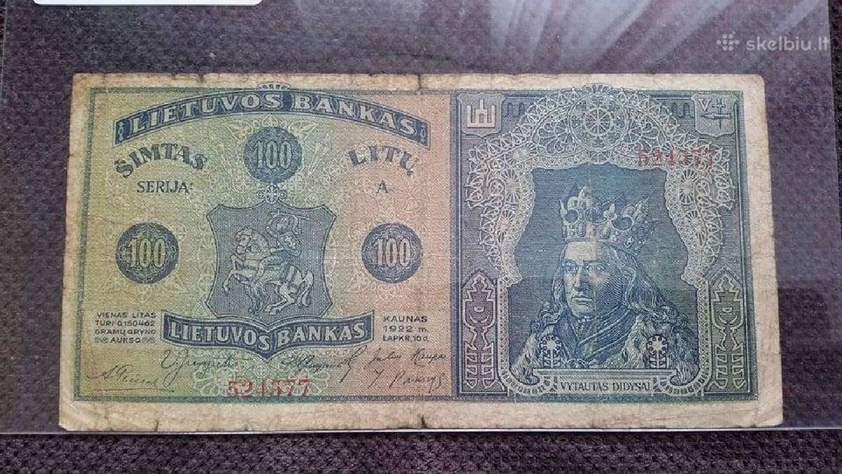 Pirkčiau 100 litų 1922 m.