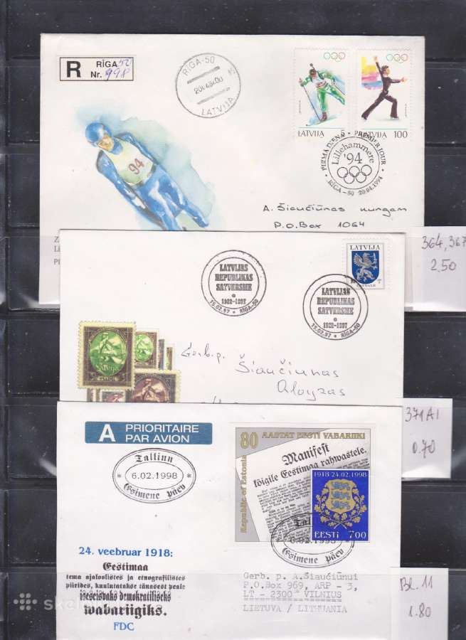 Latvijos ir Estijos Pirmos dienos vokai.