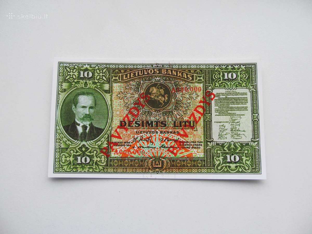 10 litu , Lietuva , 1938 pavyzdys
