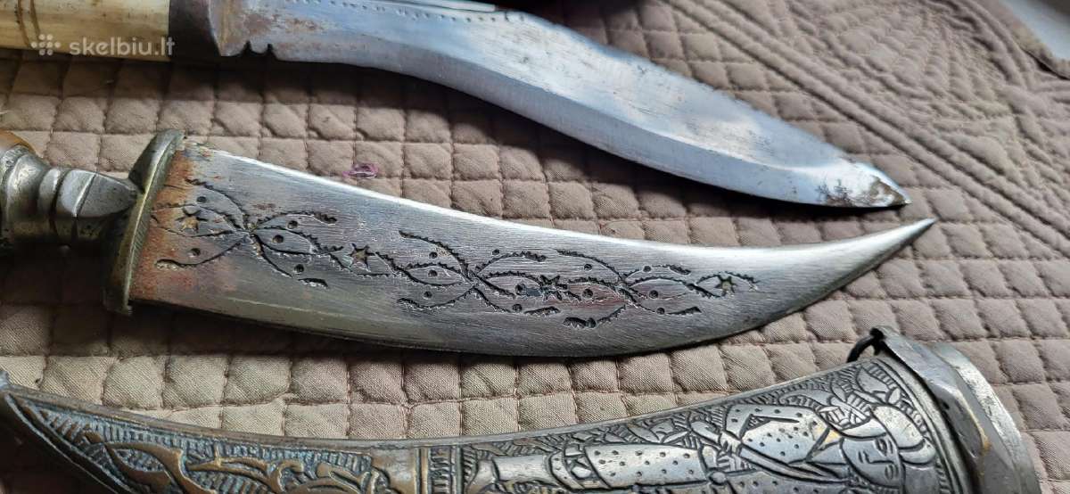 Vintažiniai rankų darbo peiliai su kaulo rankena - nuotraukos Nr. 9