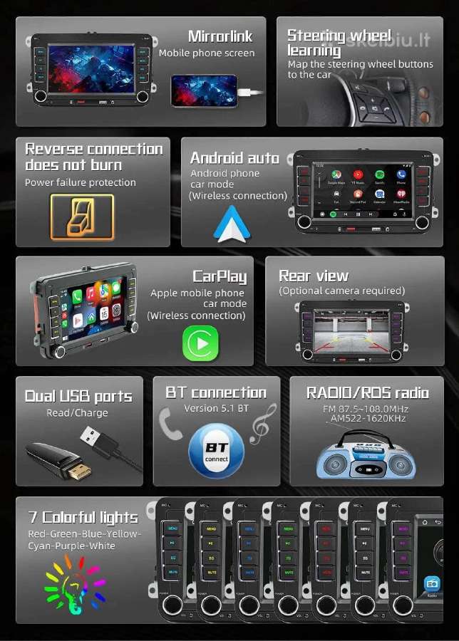 Android/apple carplay Multimedijos VW Skoda Seat - nuotraukos Nr. 5