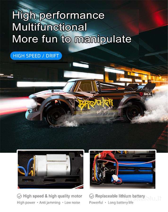 Udirc 1/16 Drift ralio mašinėlė 2x baterijos pried - nuotraukos Nr. 15