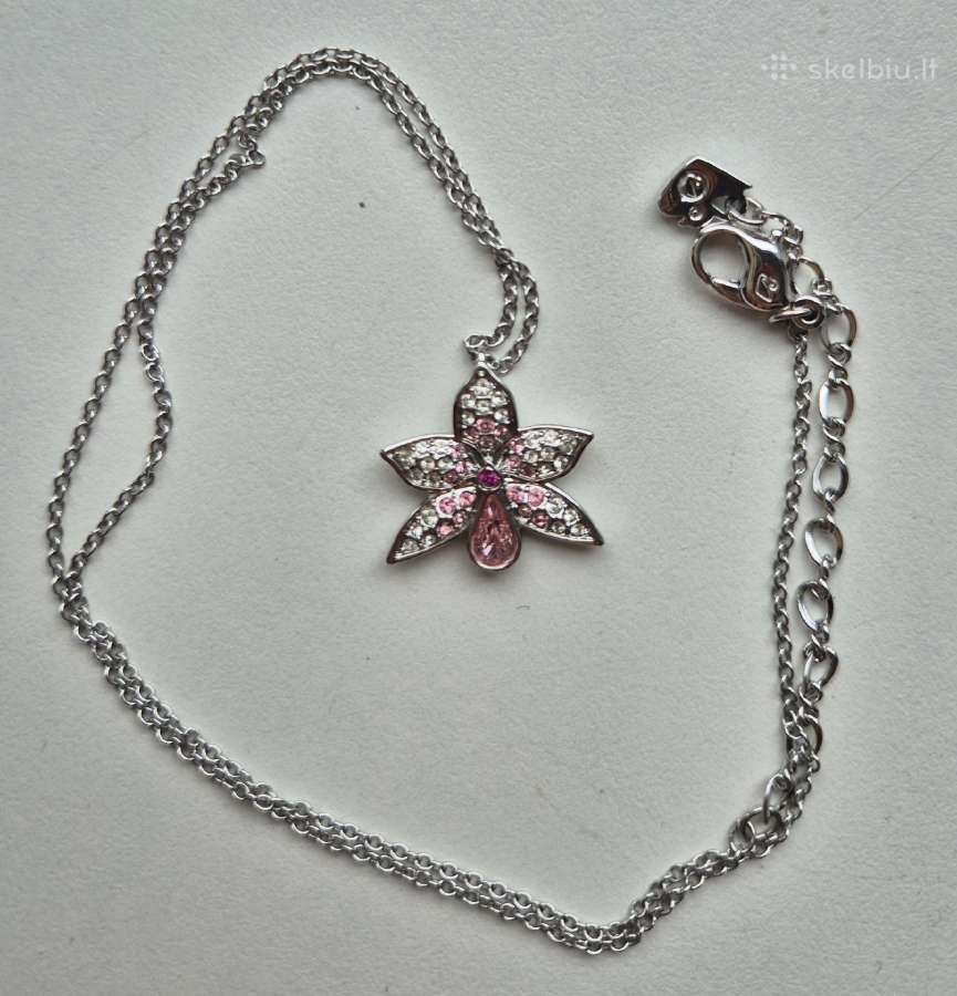 Swarovski grandinėlė su pakabuku orchidėja - nuotraukos Nr. 2