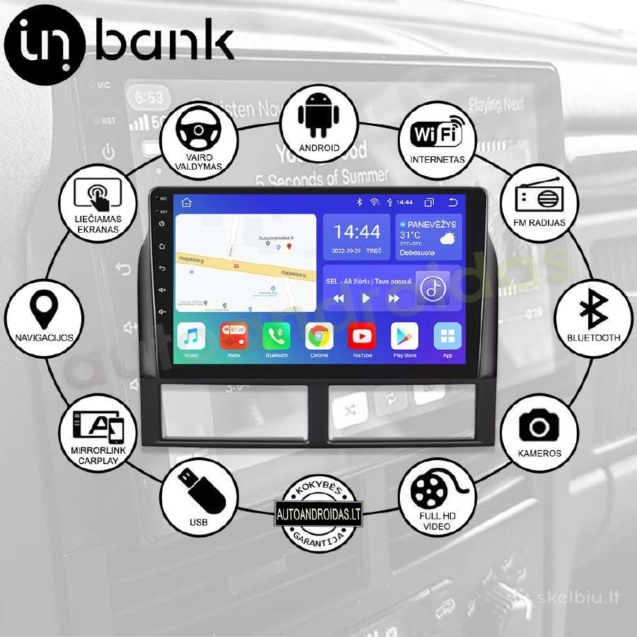 Jeep Grand Cherokee 1998-04 Android multimedia GPS - nuotraukos Nr. 2