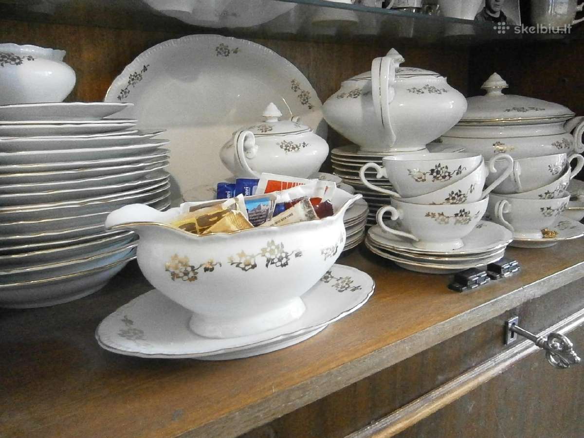 Porcelianinis, paauksuotas pietų servizas - nuotraukos Nr. 2