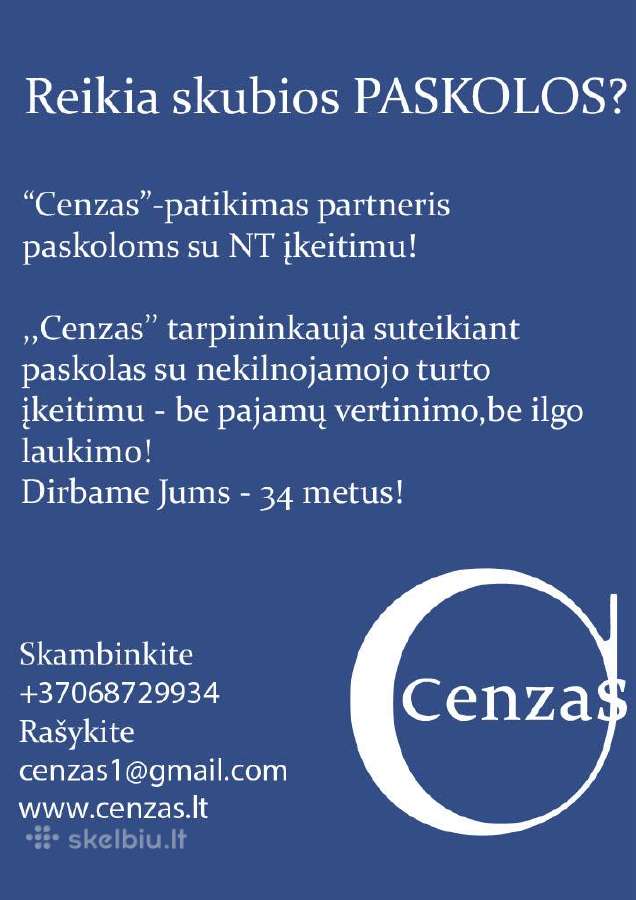 Greitas Paskolos suteikimas,tik su Nt, be Pajamų