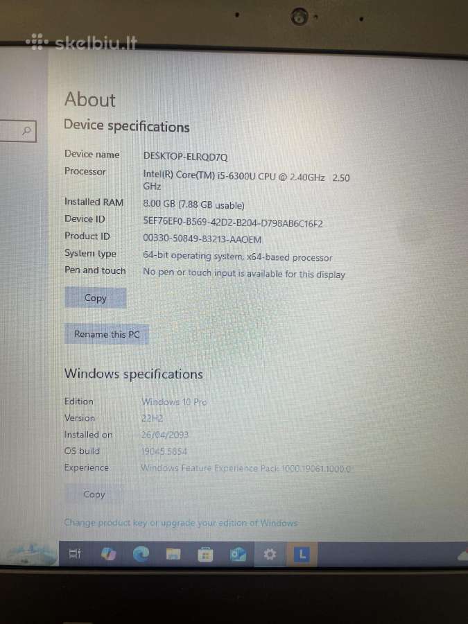 Lenovo Thinkpad L570 I5-6300u 8gb RAM 256gb SSD - nuotraukos Nr. 7