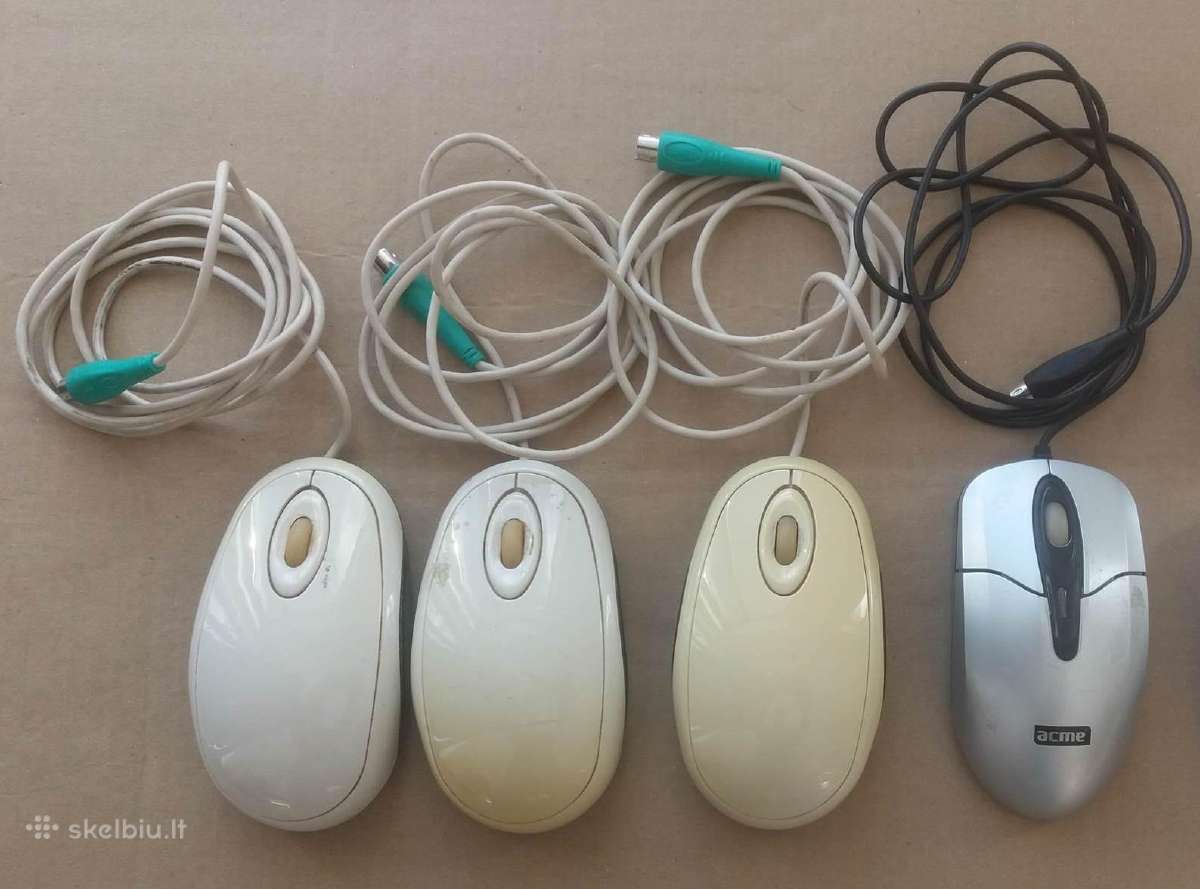 Naudotos kompiuterinės pelės su Ps2 ir Com jungtim