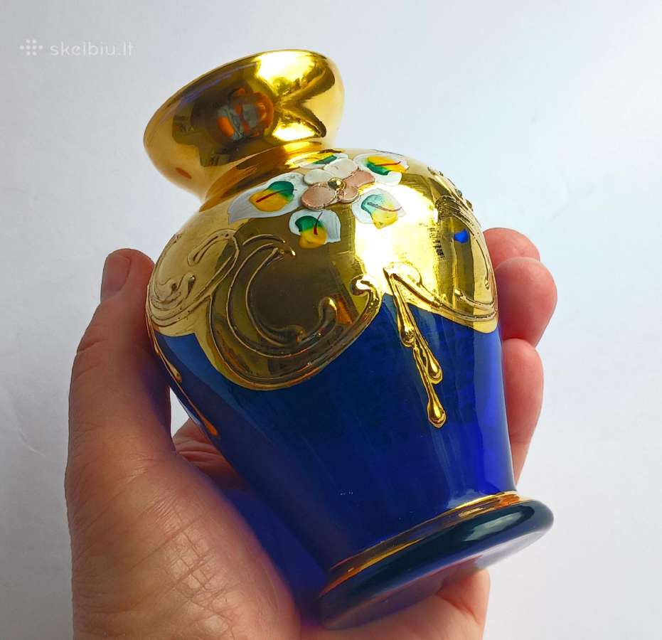 Murano vazelė ir lėkštutė kobaltas auksas Italija - nuotraukos Nr. 11