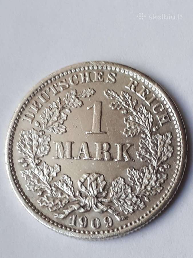 1 marke Vokietija 1909m.sidabras 0,900