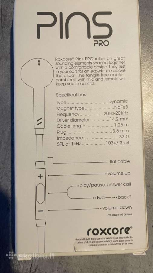 Ausinės roXCore pins - nuotraukos Nr. 6