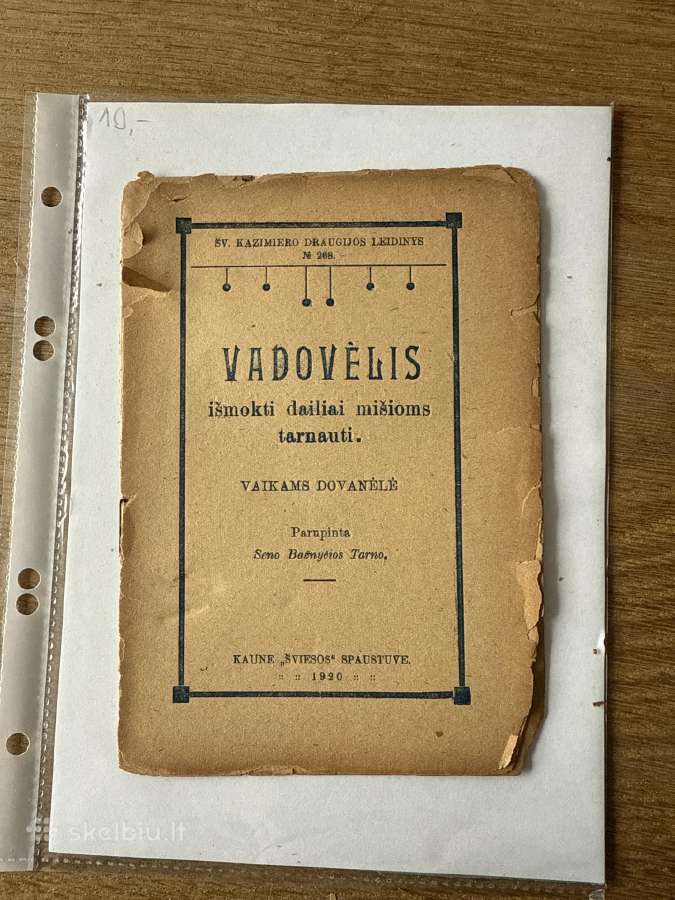 Vadovėlis išmokti dailiai mišioms tarnauti. 1920 m