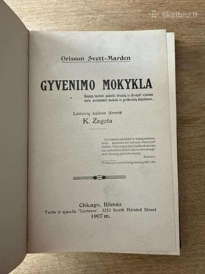 Gyvenimo mokykla 1907 m.