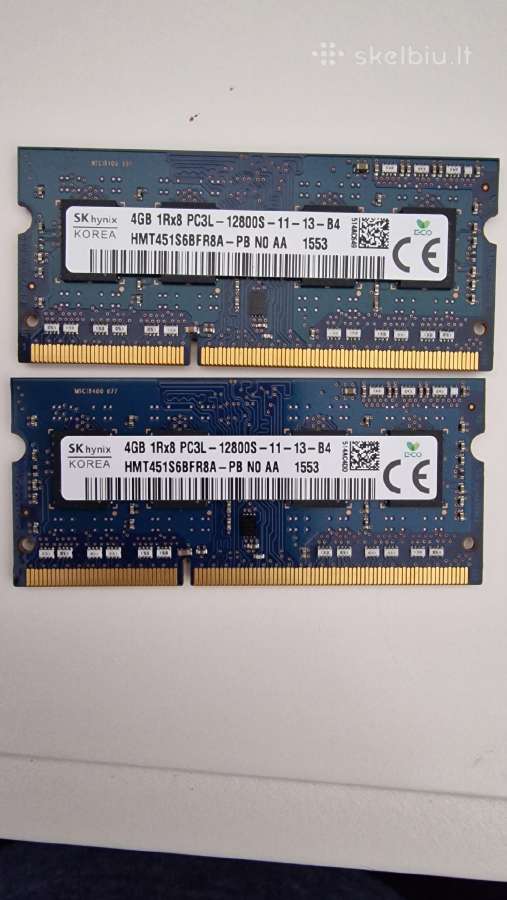 Nešiojamų kompiuterių Ddr3 RAM 2x 4gb