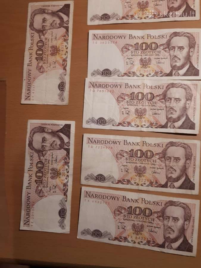 Lenkijos zlotai 100,200,500,1000