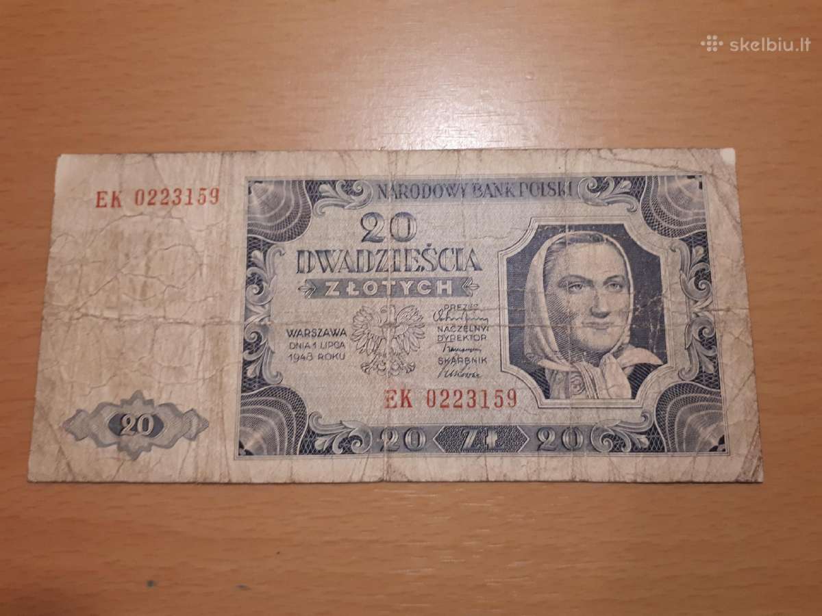 20 Lenkijos zlotu 1948m.